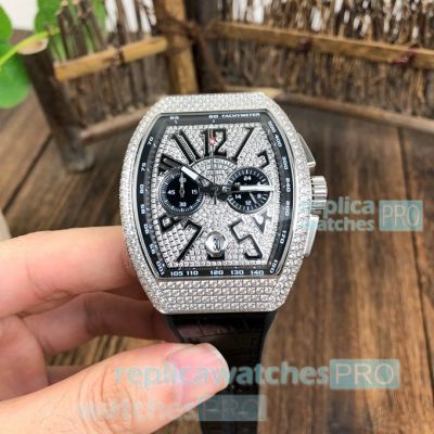 Copy Franck Muller Vanguard Yachting V45 Silver Diamond Watch